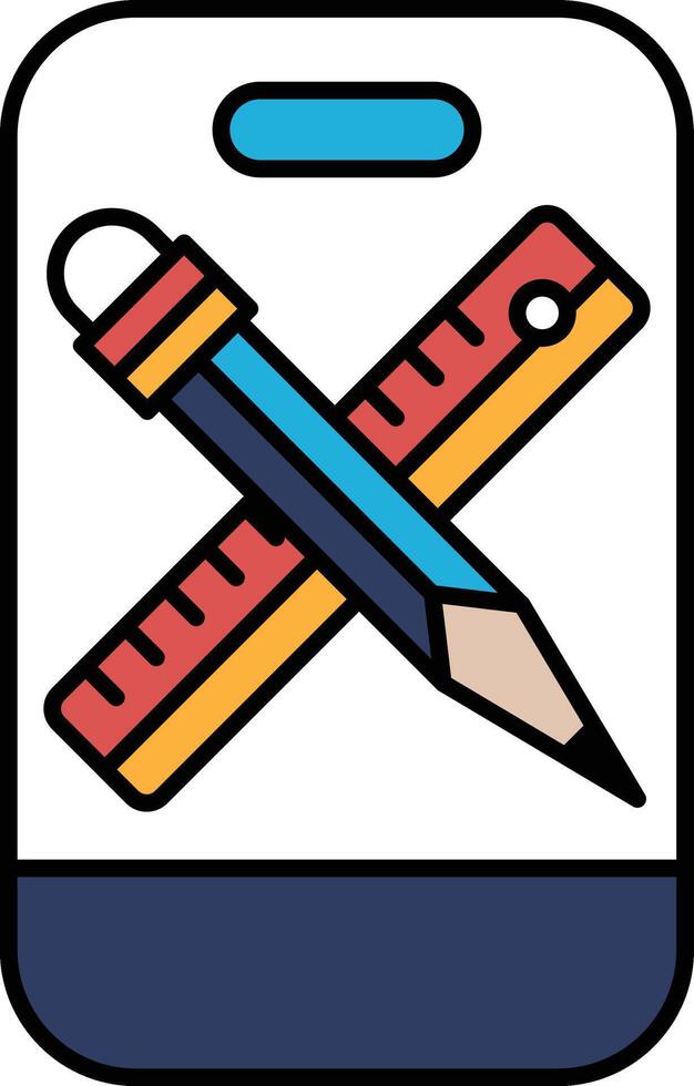 A ruler and pencil are drawn on a white background vector