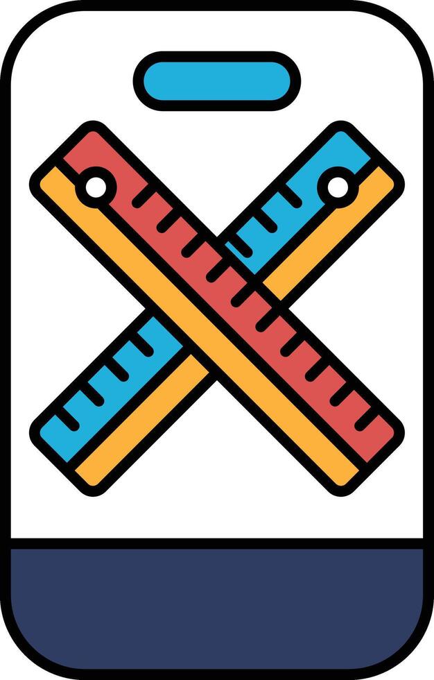 A ruler with a red, yellow and blue stripe is shown on a white background vector