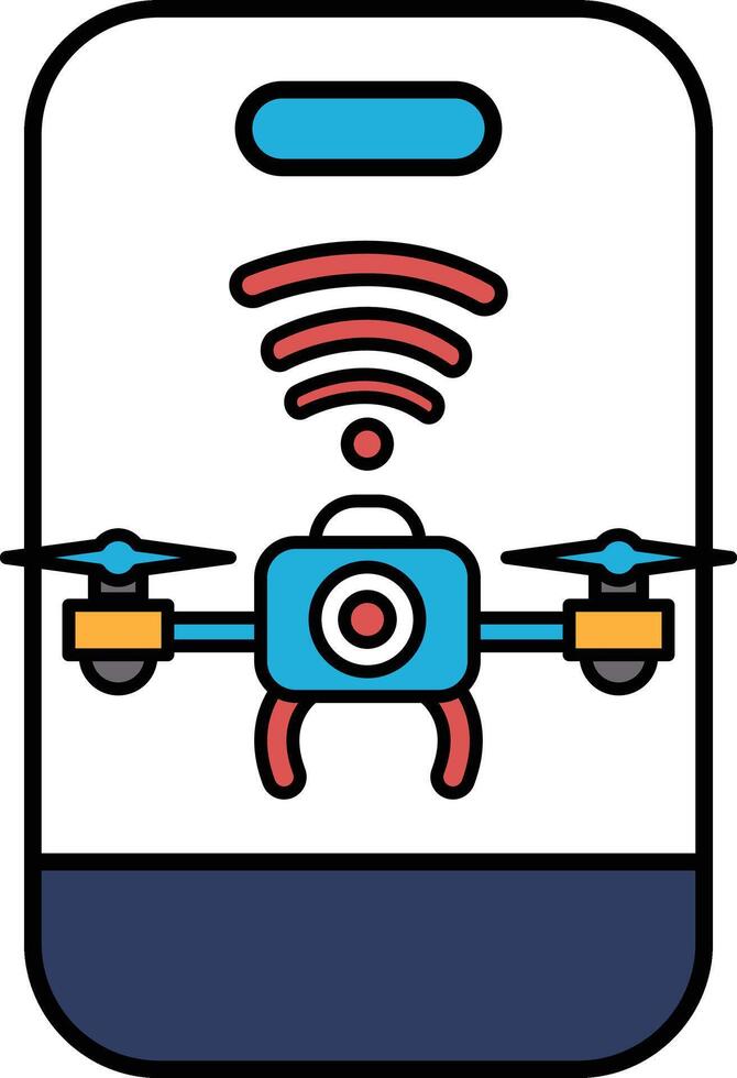 A blue and red drone is on a white background vector