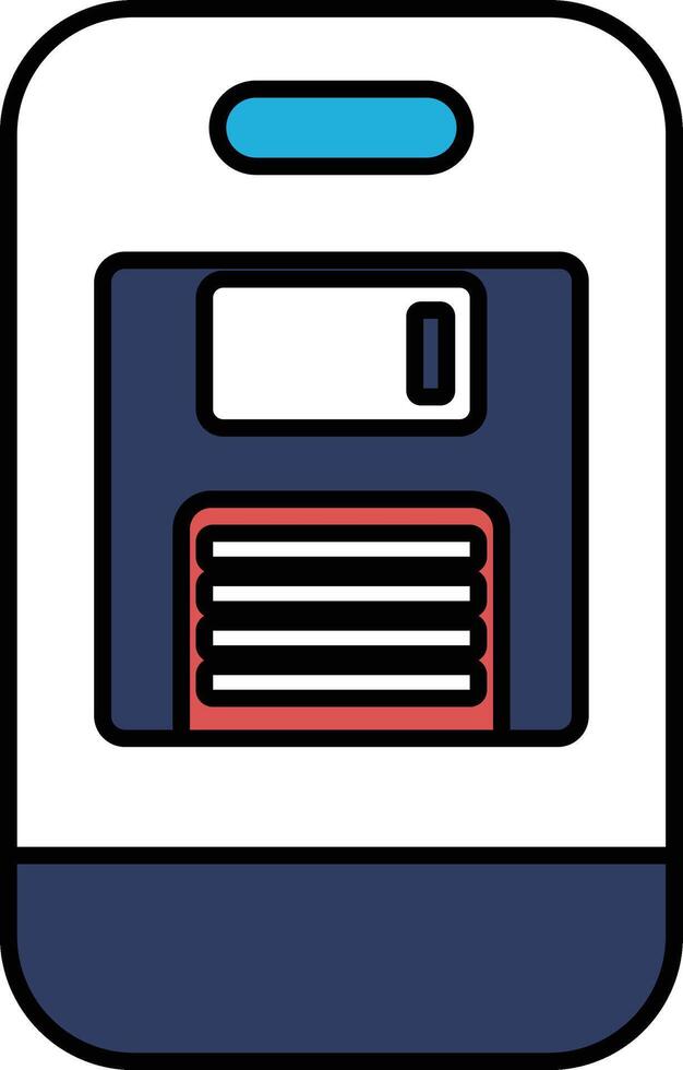 A phone with a blue and red design on it vector