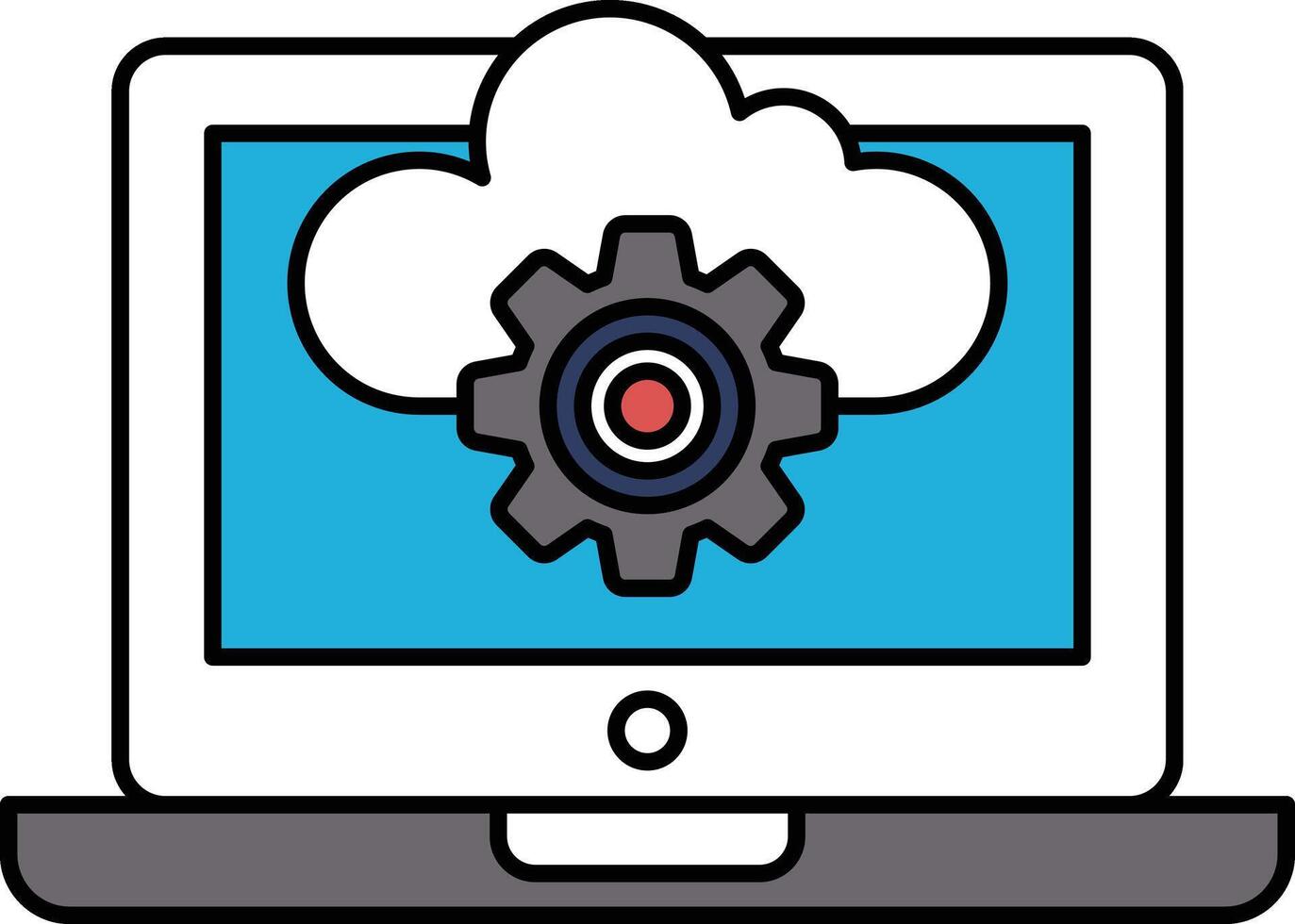 A computer screen with a cloud and a gear vector