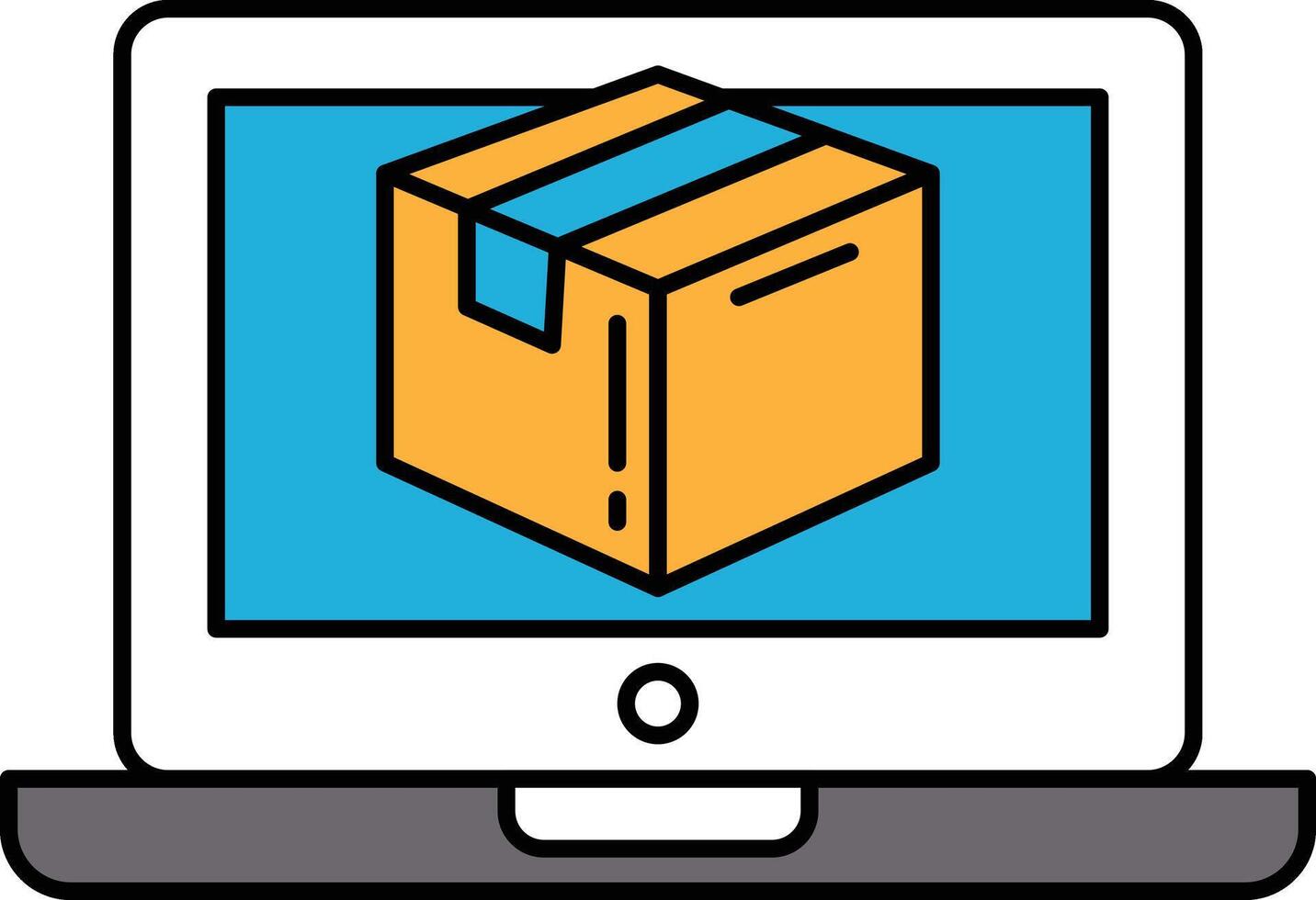 A box is shown on a laptop screen vector