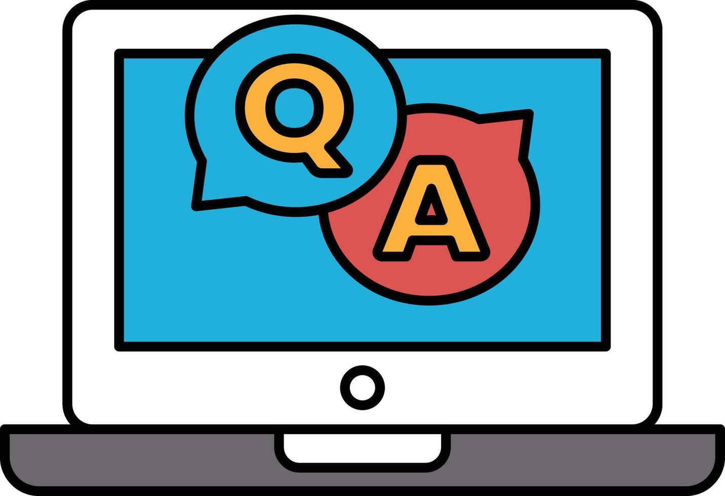 A laptop screen with a Q and A symbol on it vector