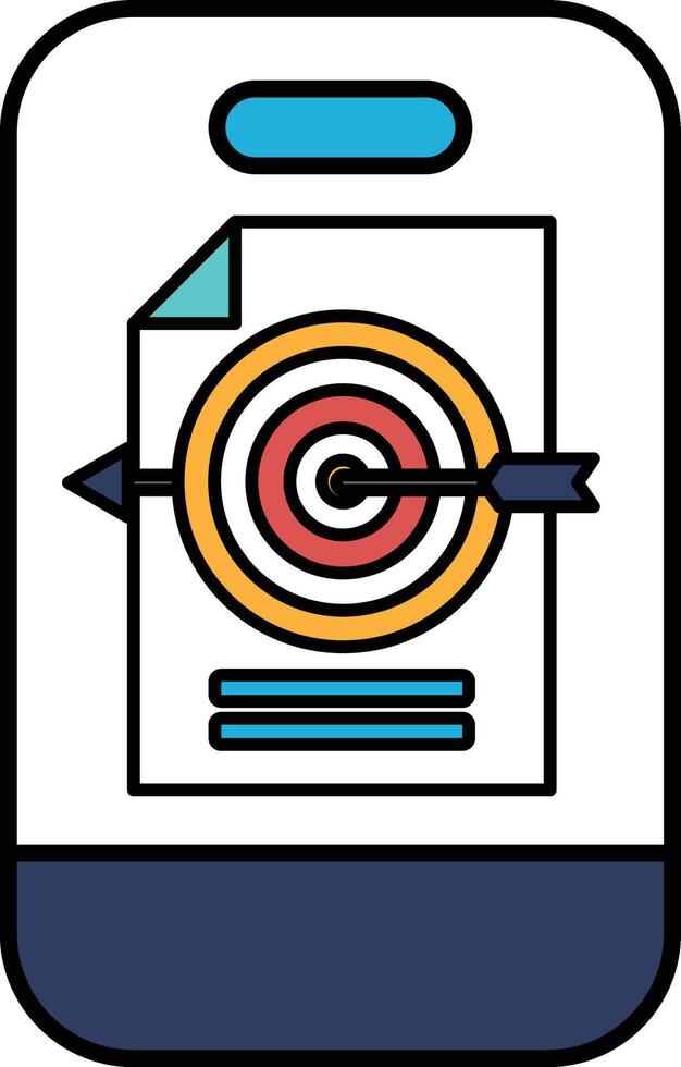 A phone screen with a target and arrows pointing to it vector