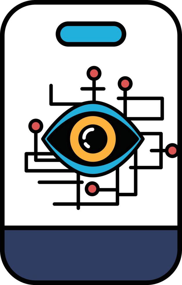 A phone case with a blue and orange eye on it vector