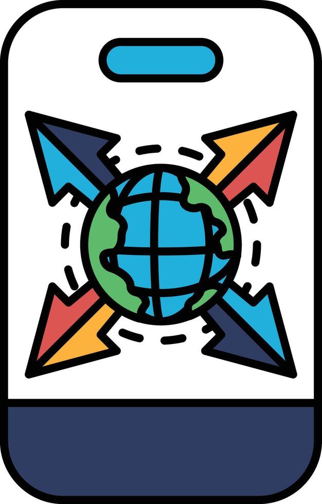 A phone case with a globe and arrows pointing to different directions vector