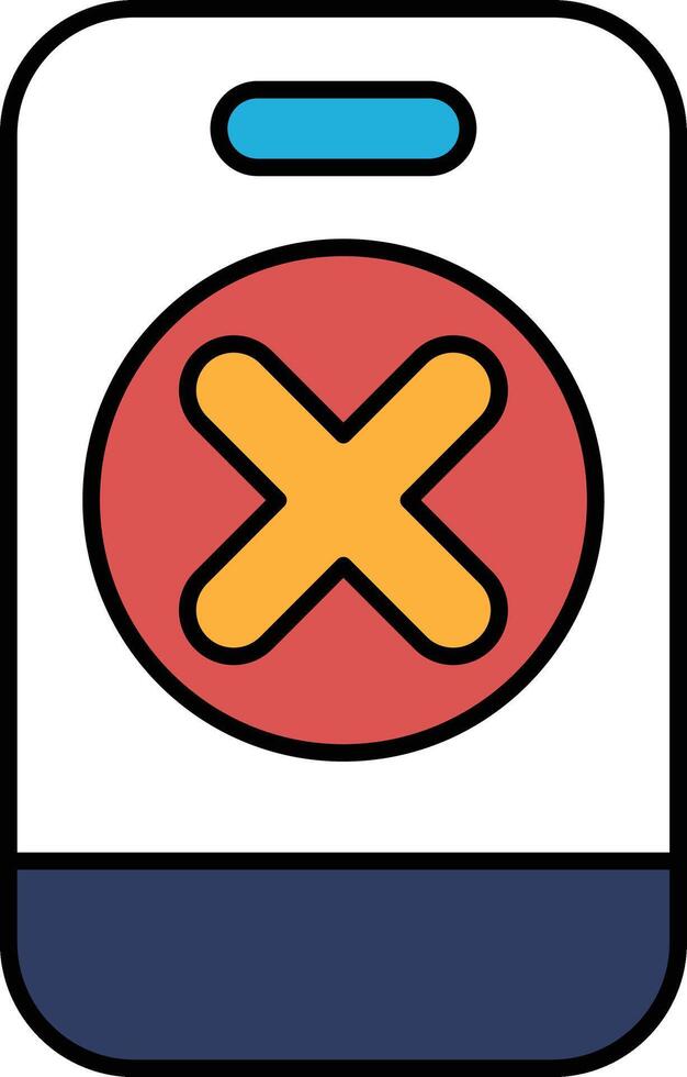 A red and yellow X is on a white background vector