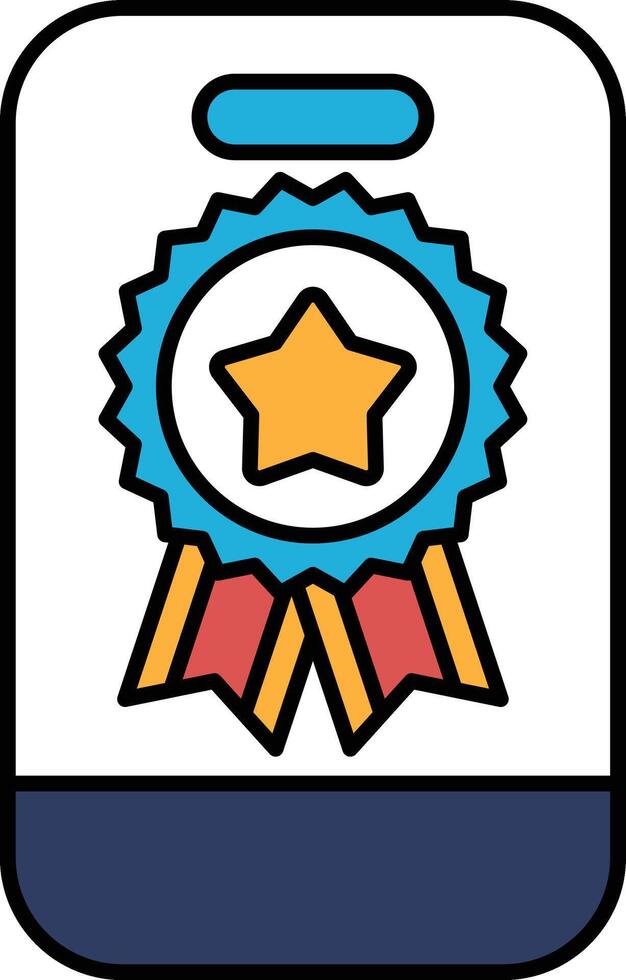 A blue and white phone with a star and red ribbon on it vector