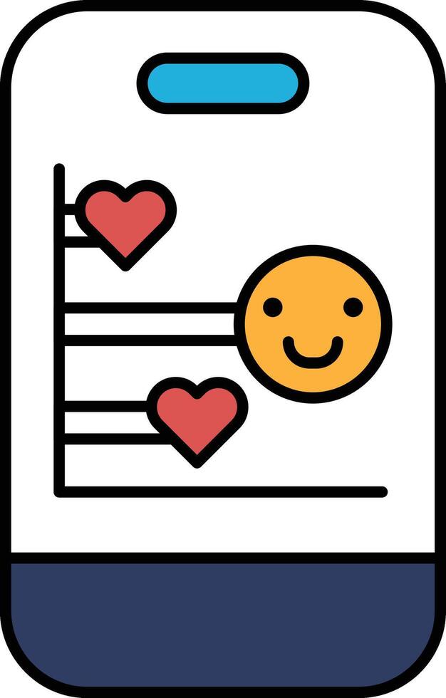 A phone with a smiling face and a heart on it vector