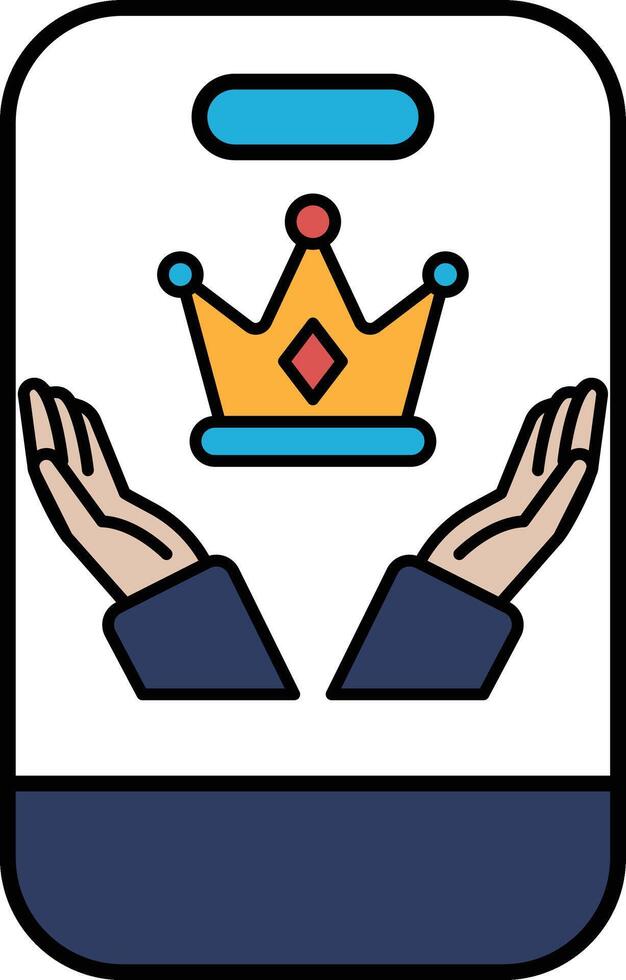 A phone case with a crown on it and two hands holding it vector