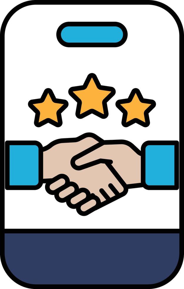 A hand shaking another hand with three stars in the background vector