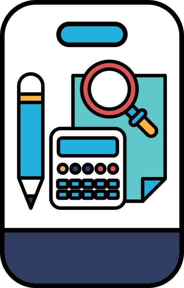 A calculator, pen and pencil are shown on a white background vector