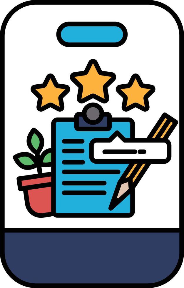 A phone case with a plant, a star, a clipboard, and a pencil vector