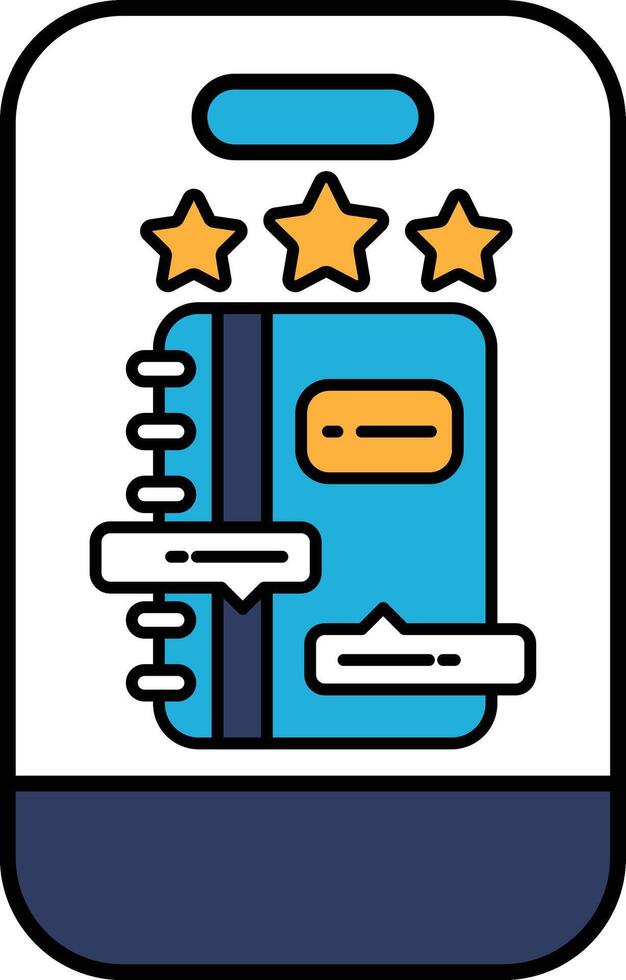 A blue and white phone with a star and three stars on it vector