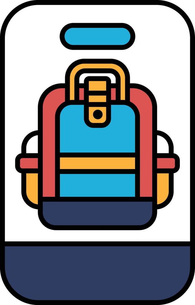 A colorful backpack is shown on a white background vector