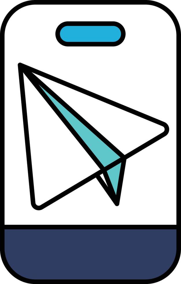 A phone with a paper airplane icon on it vector