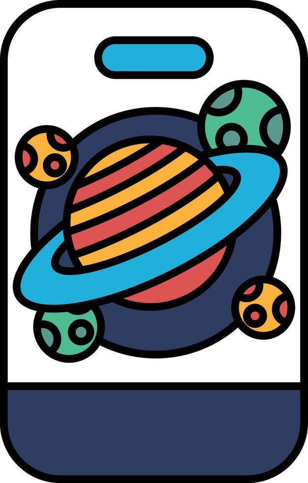 A colorful drawing of a planet with a blue and white background vector