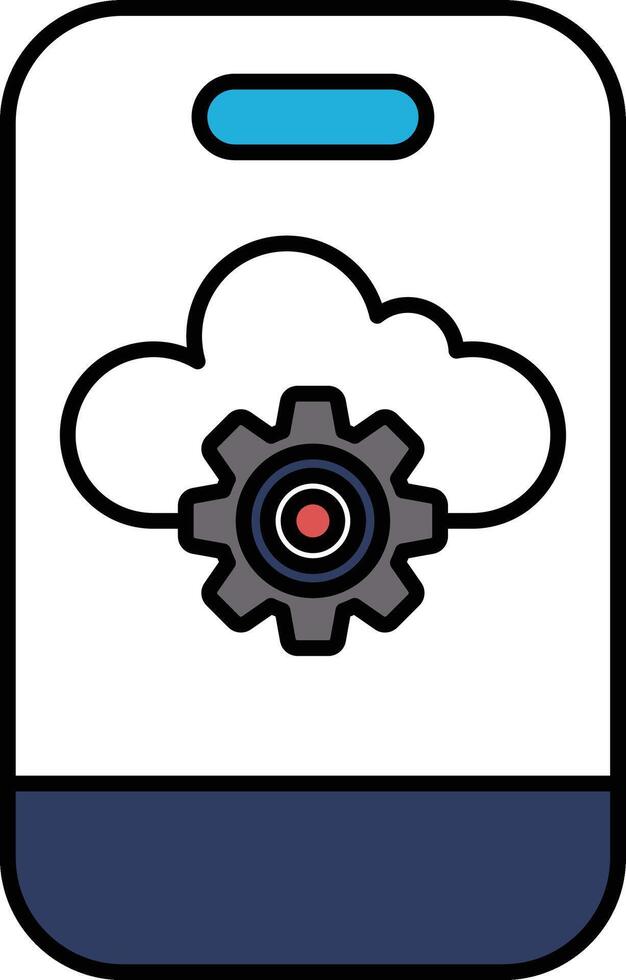 A phone with a cloud and a gear on it vector