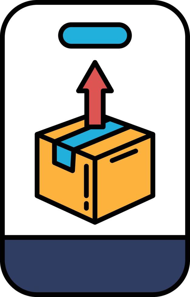 A box with a red arrow pointing up vector