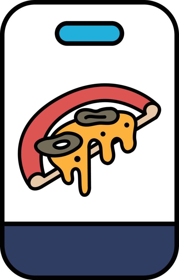 A cartoonish drawing of a pizza with cheese and olives on it vector