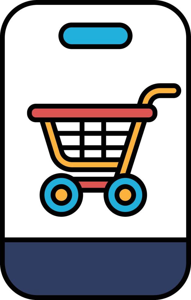 A shopping cart is drawn on a phone screen vector