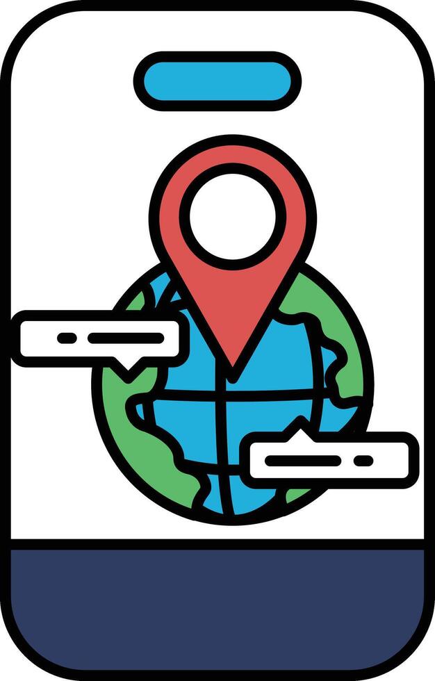 A phone with a red dot on it that says location and a globe vector