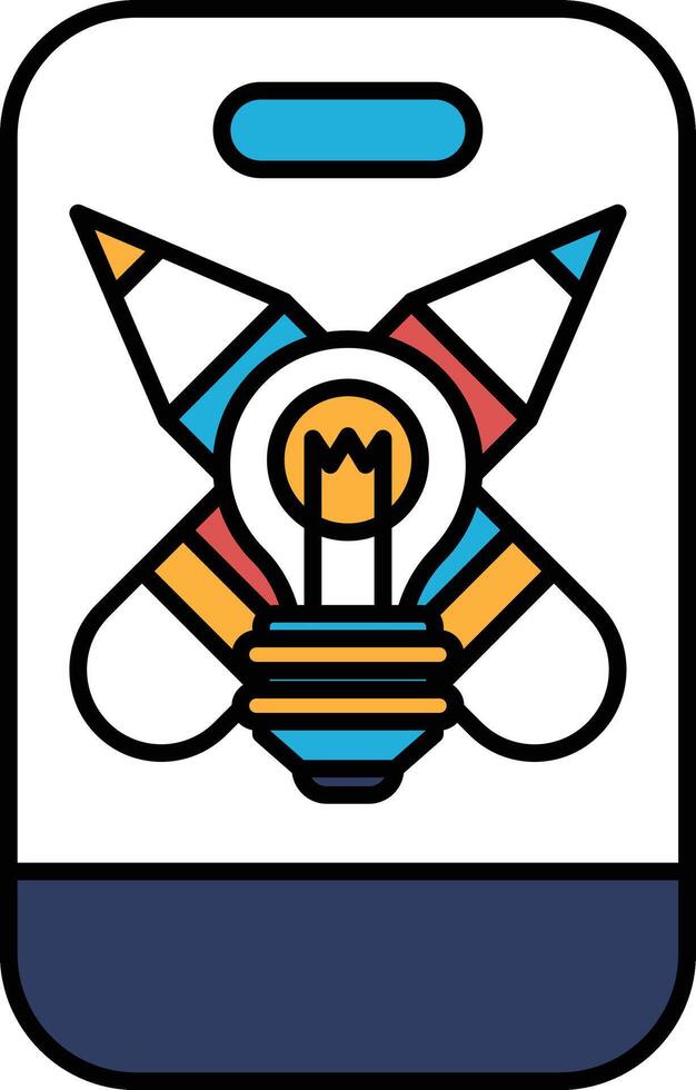 A colorful sticker with a light bulb and pencils on it vector