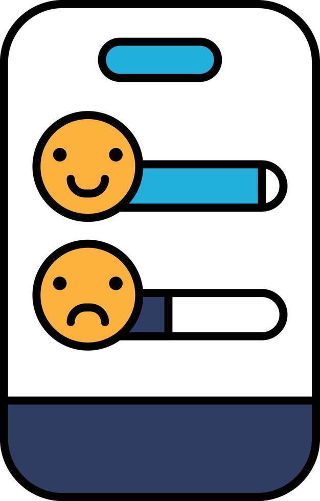 A phone with two faces on it, one with a frown and the other with a smile vector