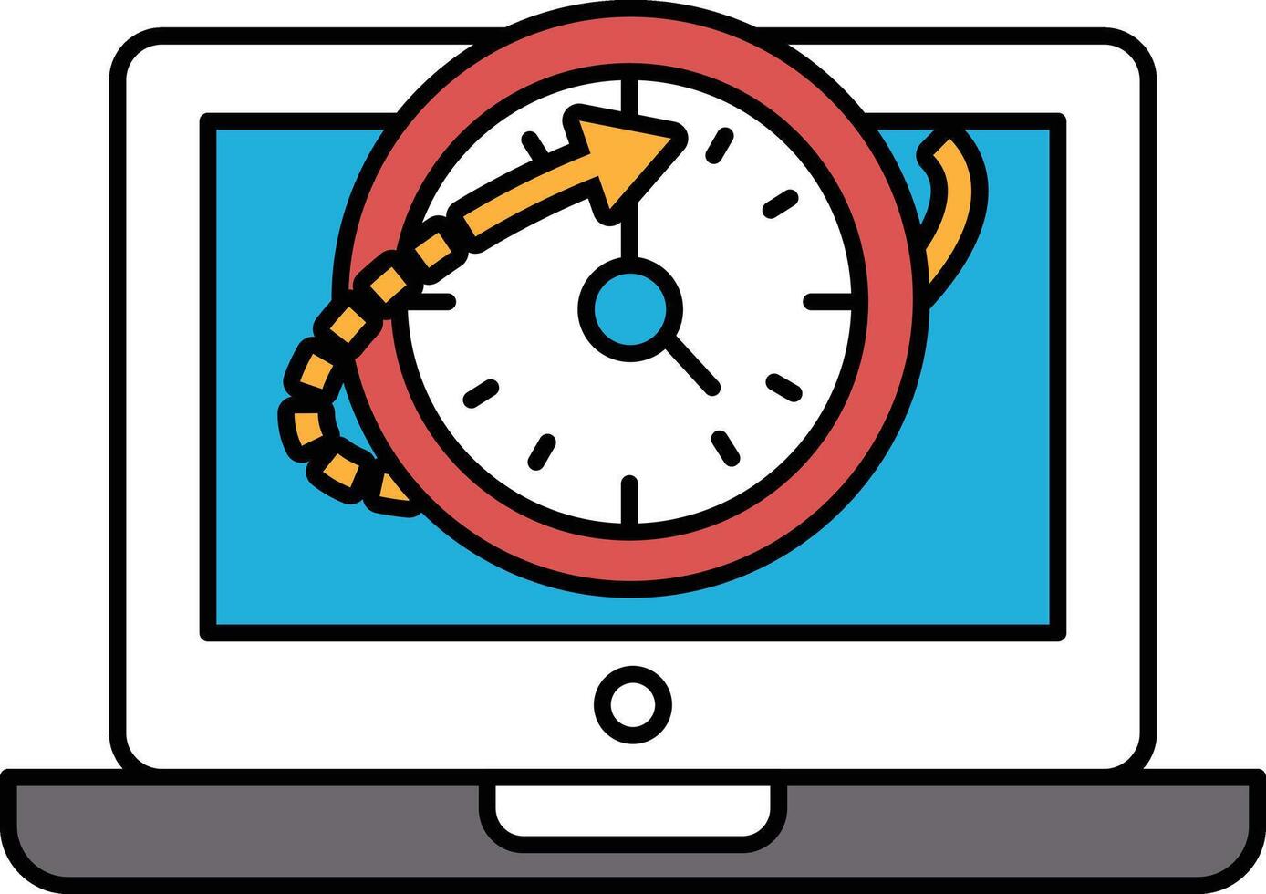 A computer monitor with a clock on it showing the time as 1000 vector