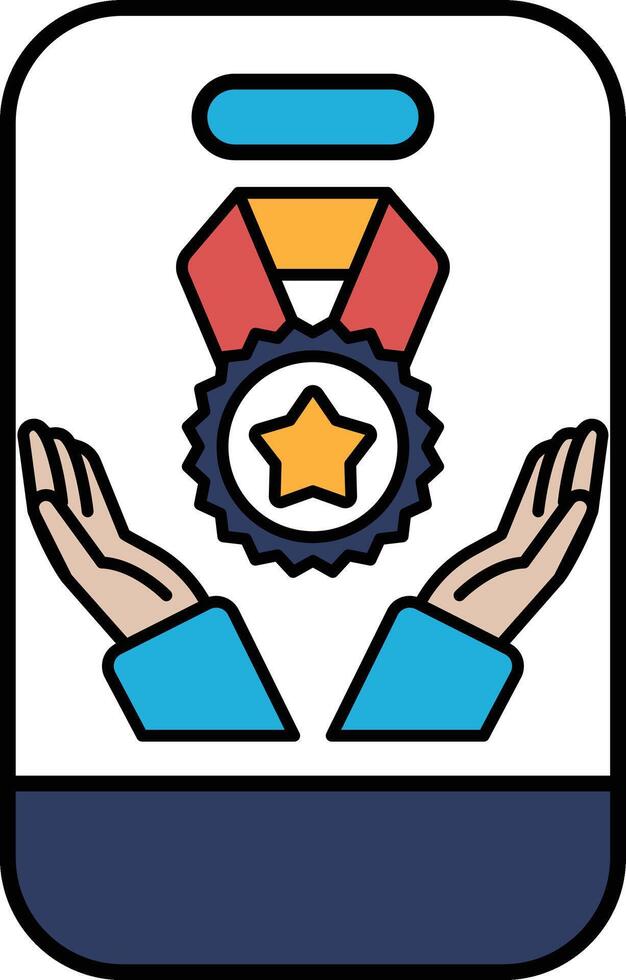 A hand holding a star and a ribbon vector