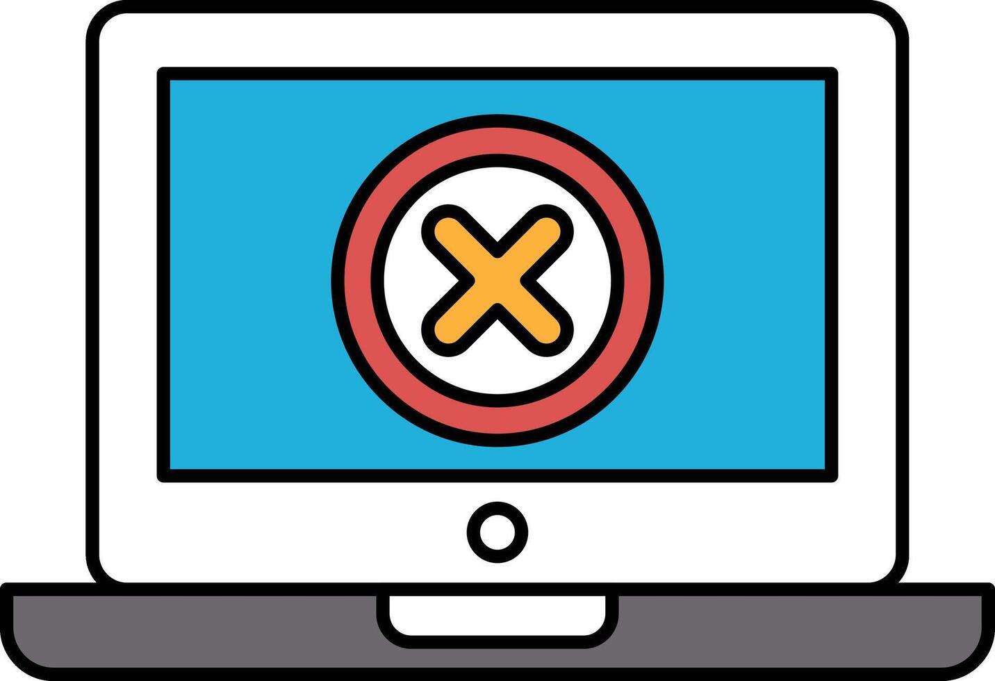 A computer monitor with an X on it vector