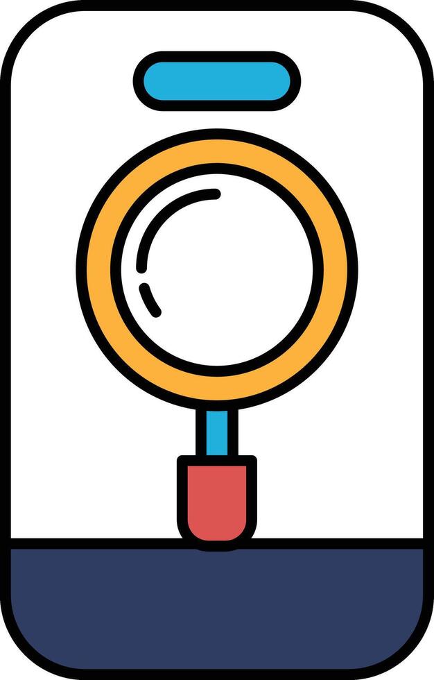 A phone with a magnifying glass on it vector