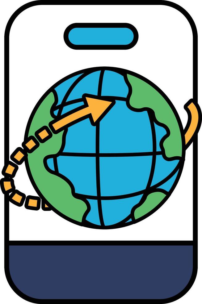 A cartoon of a globe with an arrow pointing to it vector