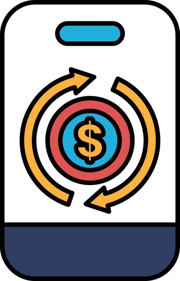 A phone with a dollar sign and arrows on it vector
