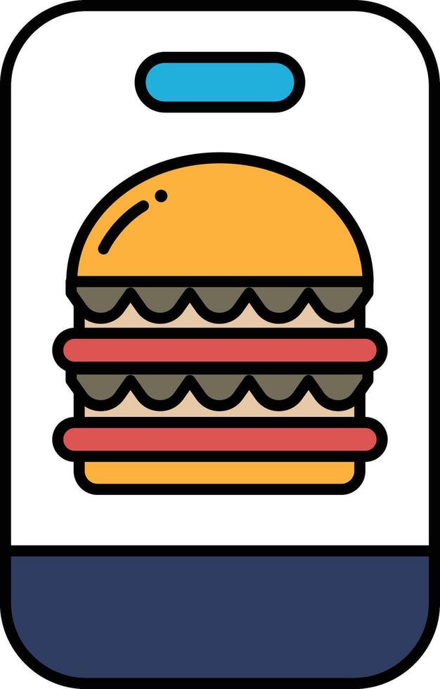 A cartoon of a hamburger with two buns and a red hot dog vector