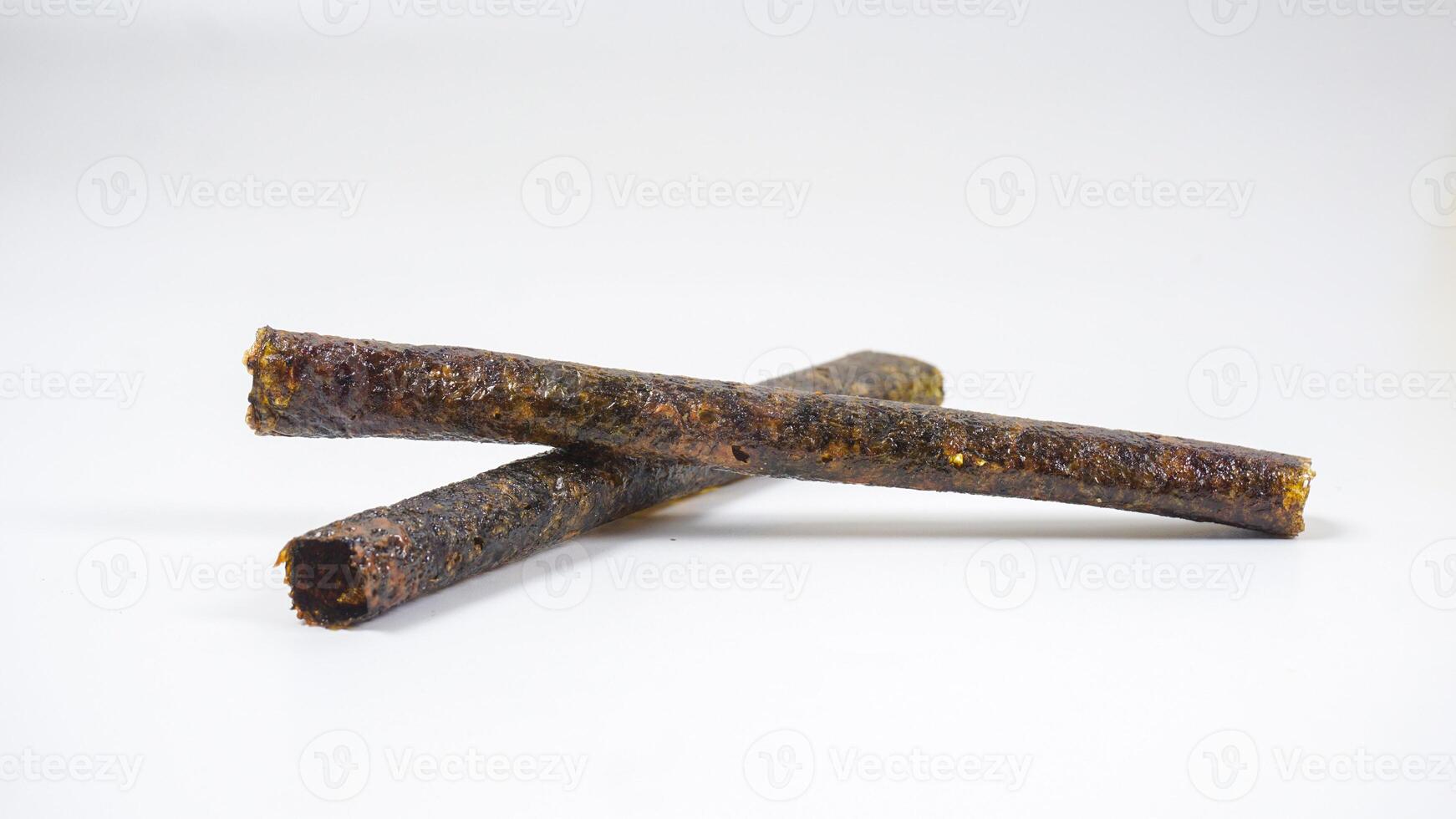 Crispy seaweed roll snacks isolated on white background photo