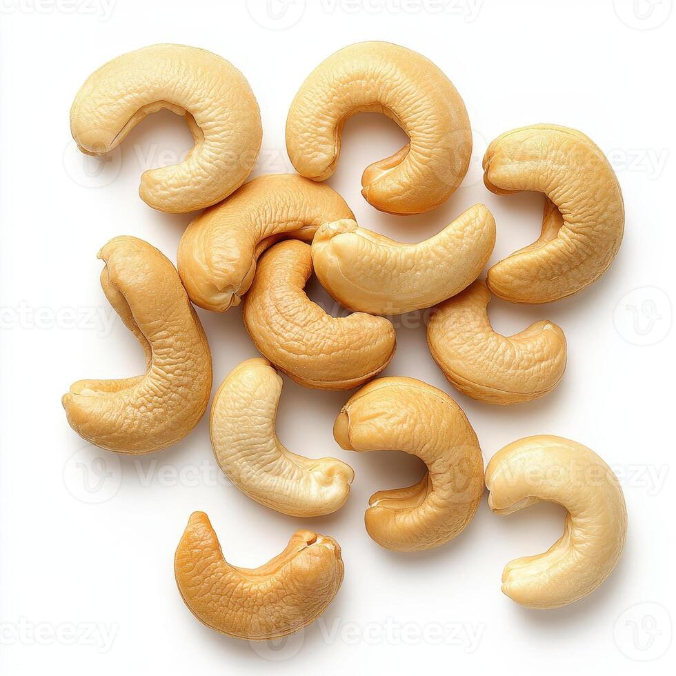 Handful of raw cashew nuts, nutritious and versatile bakery ingredient, perfect for healthy recipes and snacks. Enjoy their rich flavor and crunchy texture photo