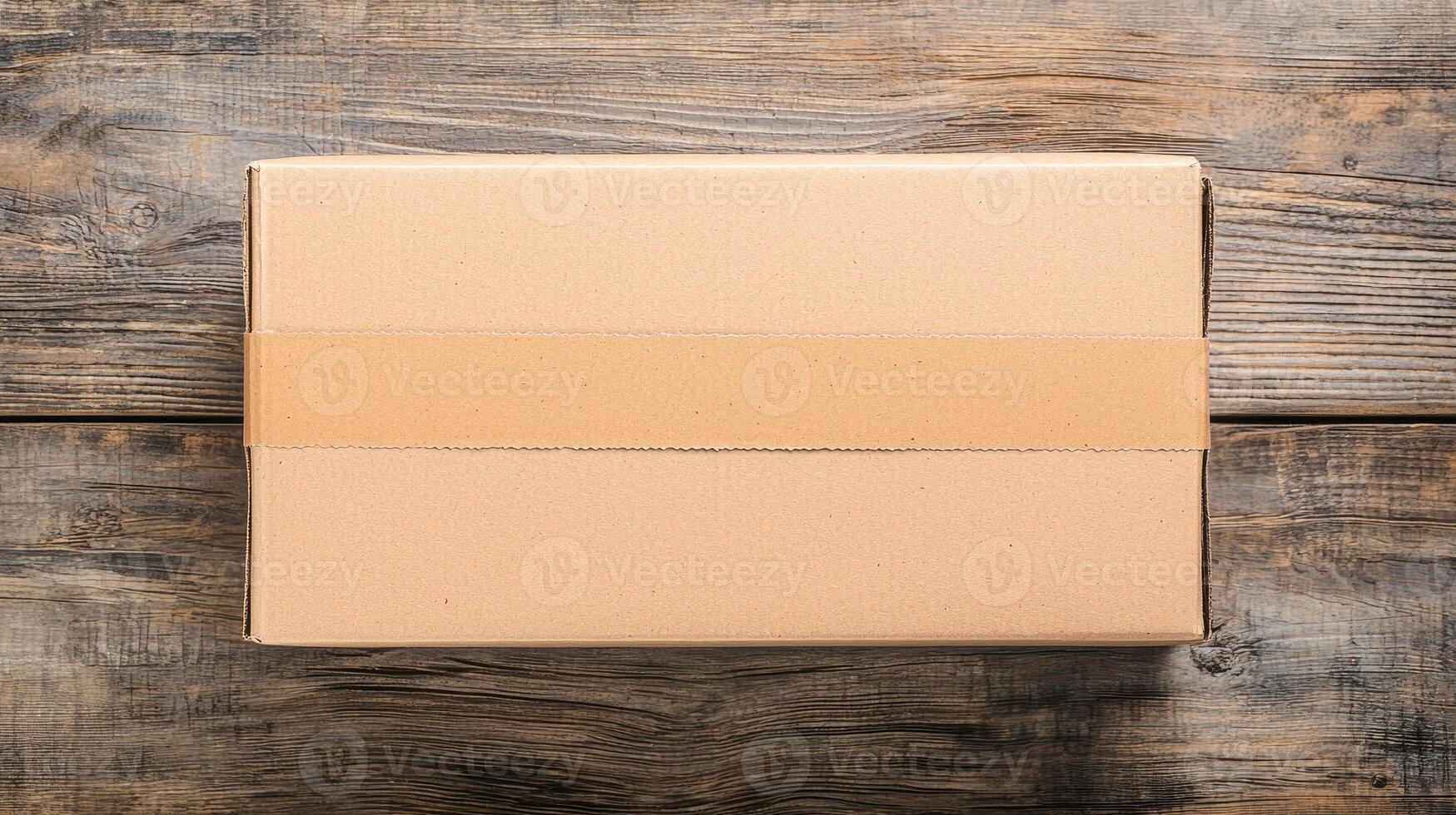 cardboard box sits on rustic wooden surface symbolizing essential role of logistics in supply chain. This packaging solution is vital for efficient logistics operations photo