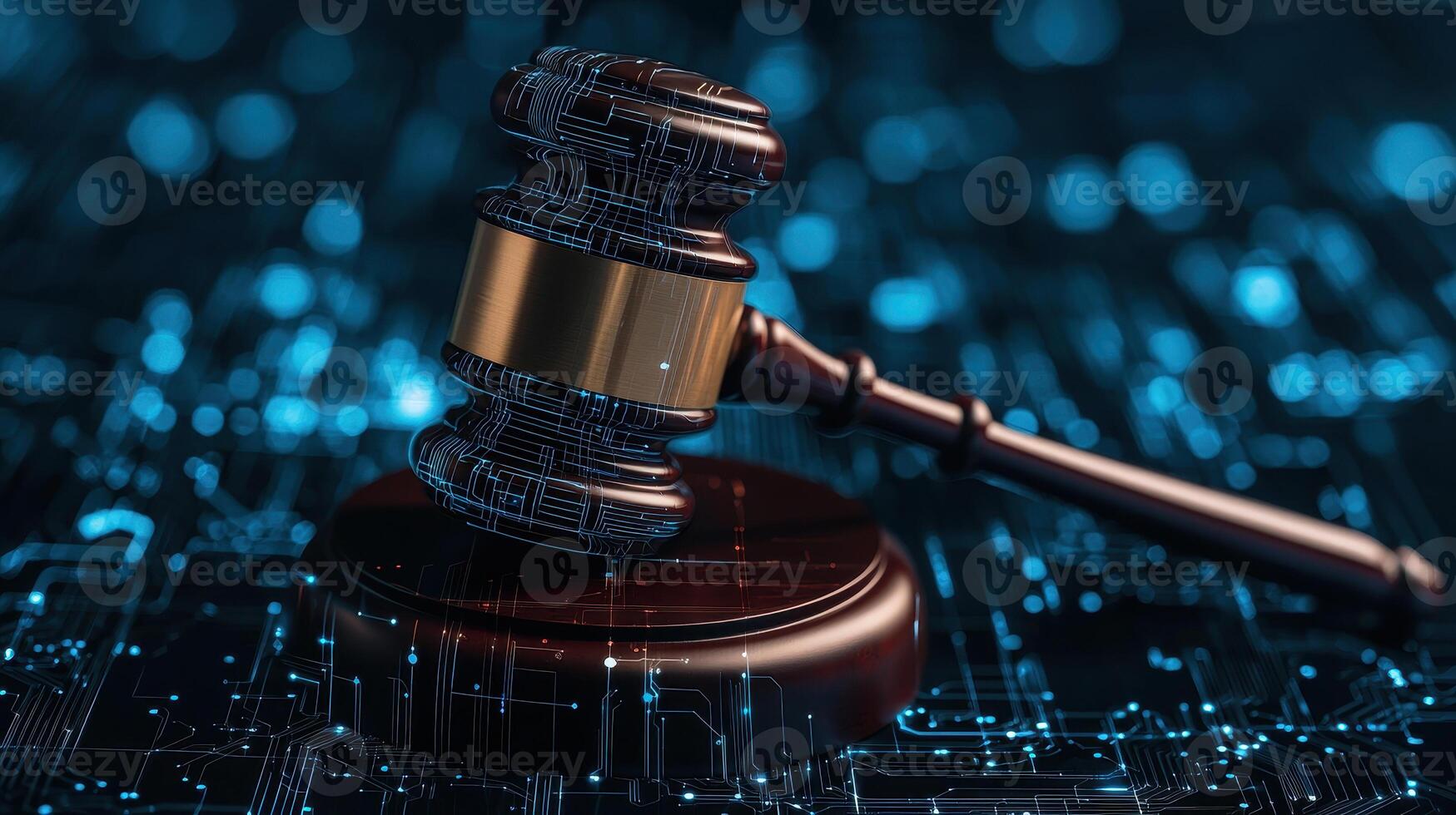 digital gavel symbolizes intersection of law and technology, highlighting importance of legal legislation in modern society photo