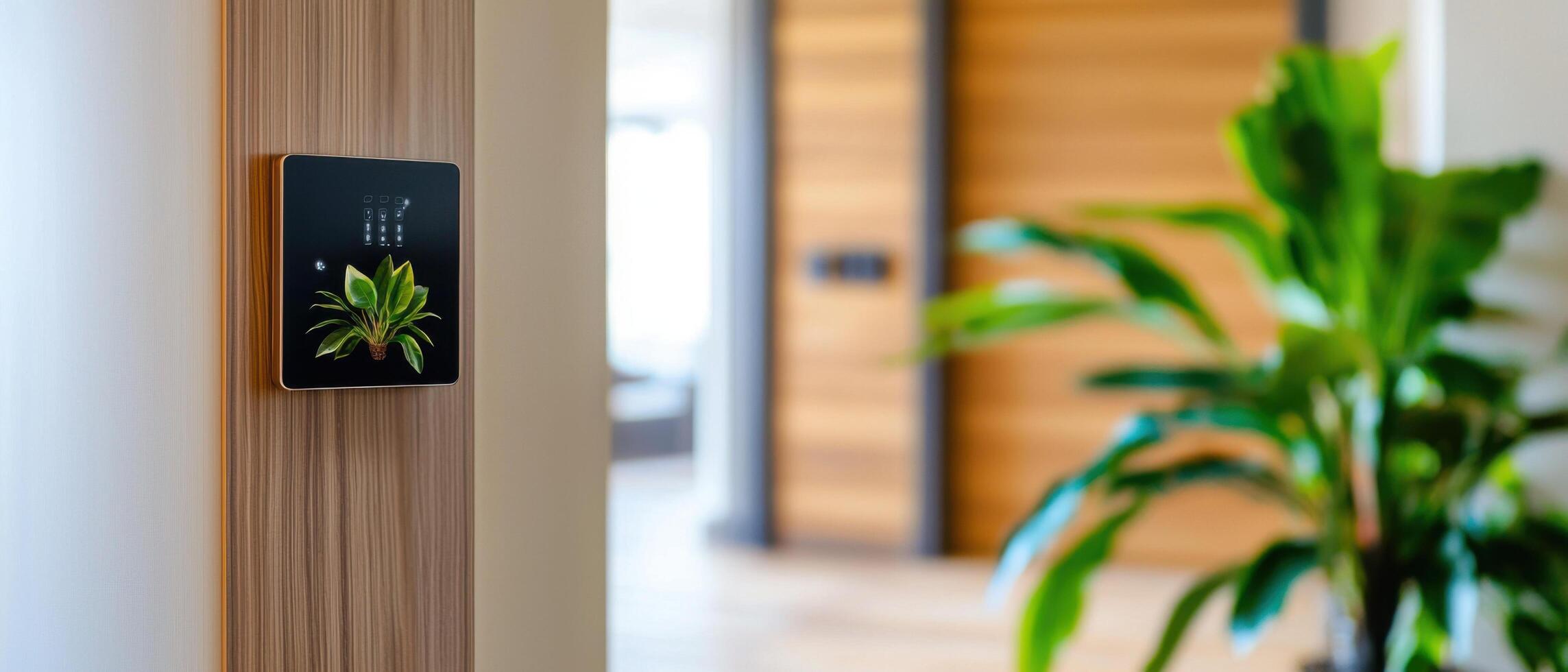 A smart home device is mounted on the wall photo