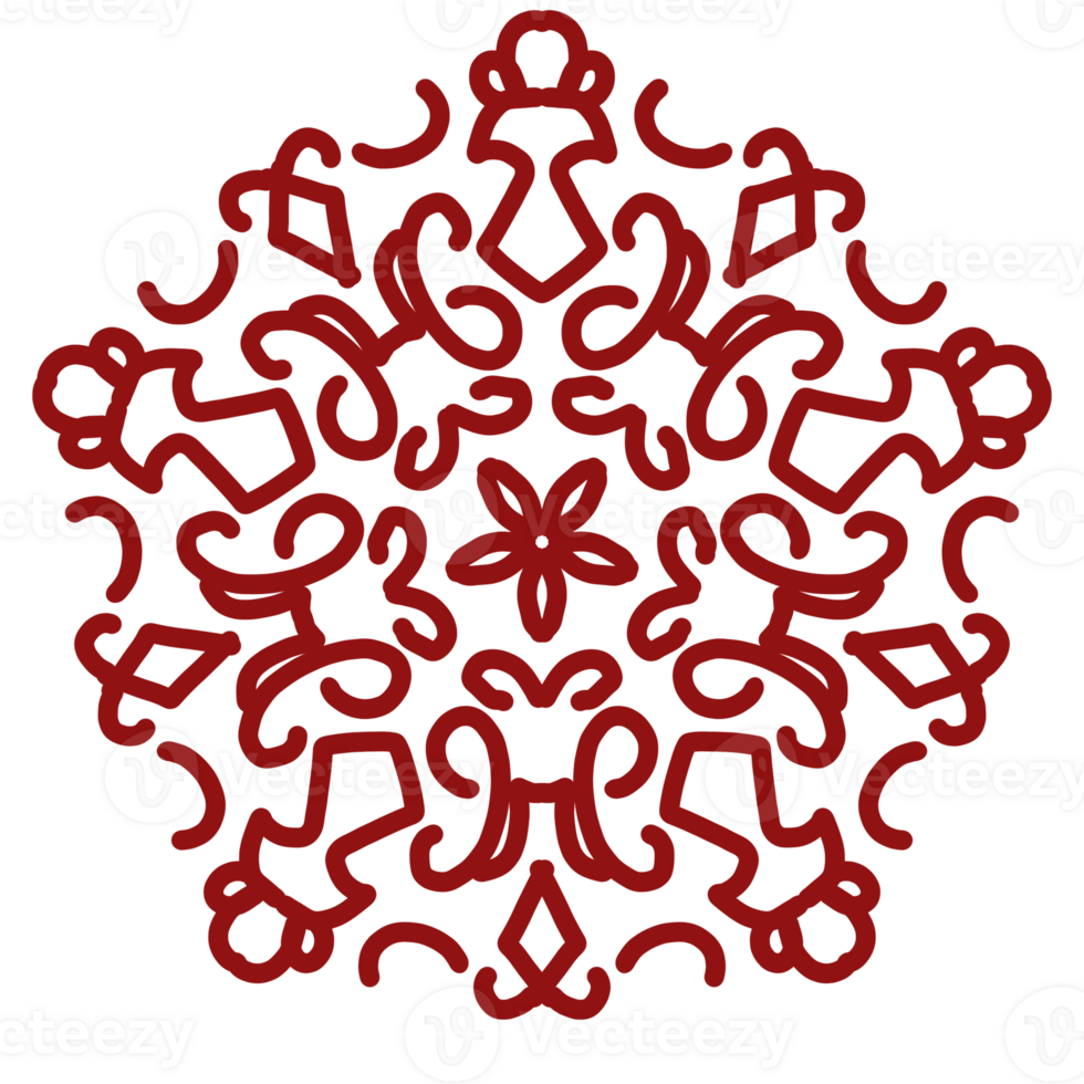 A red and black snowflake design png