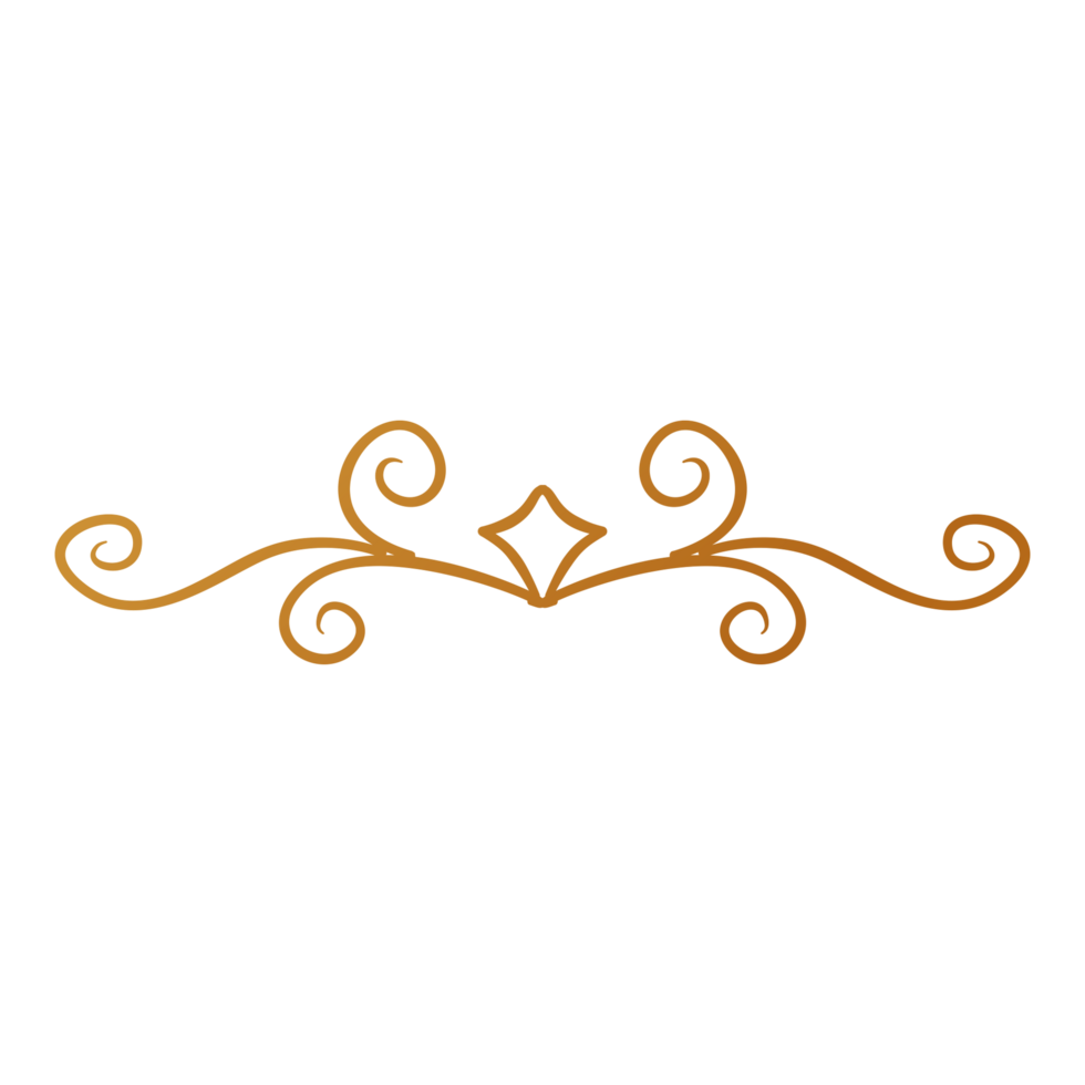 Divider Design with golden swirls on transparent background png