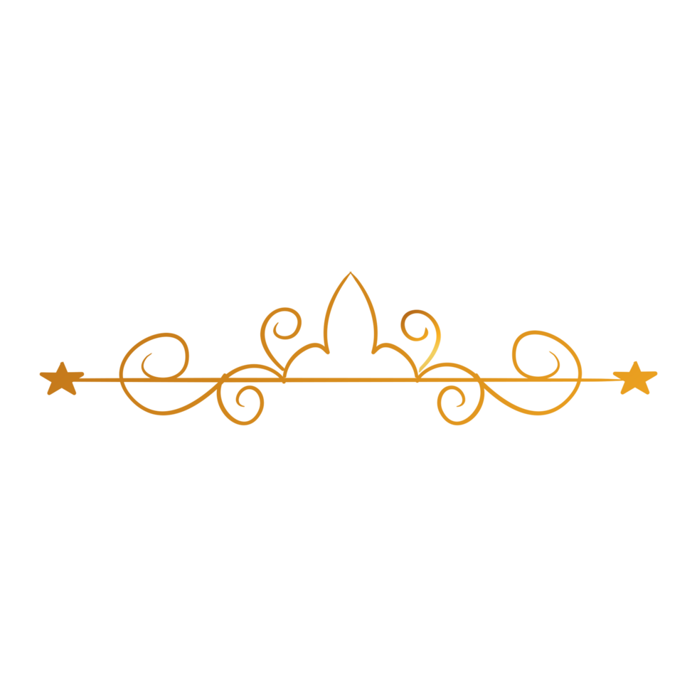 Divider Design with golden star and crown on transparent background png