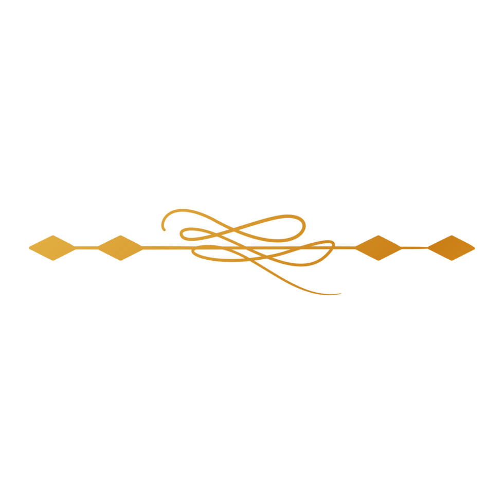 Modern Creative Divider Design with golden ribbon on transparent background png