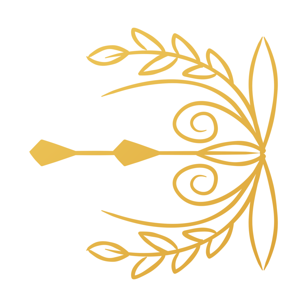 golden arrow and wreath icon, isolated on transparent background png
