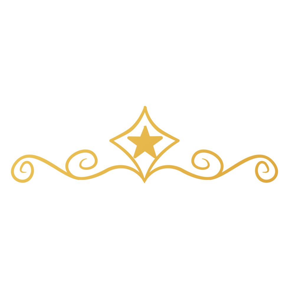 Divider Design with gold star on a transparent background png