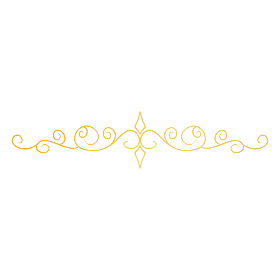Floral Divider Design with golden scroll border on transparent background png