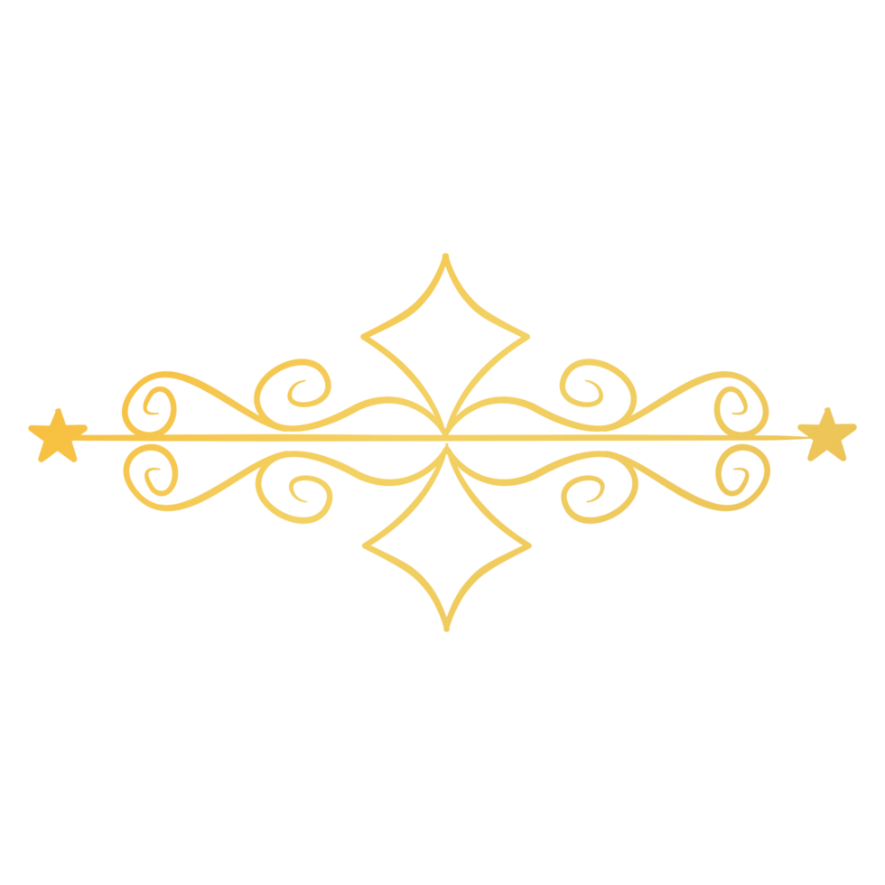 Creative Divider Design with gold star and star on a transparent background png