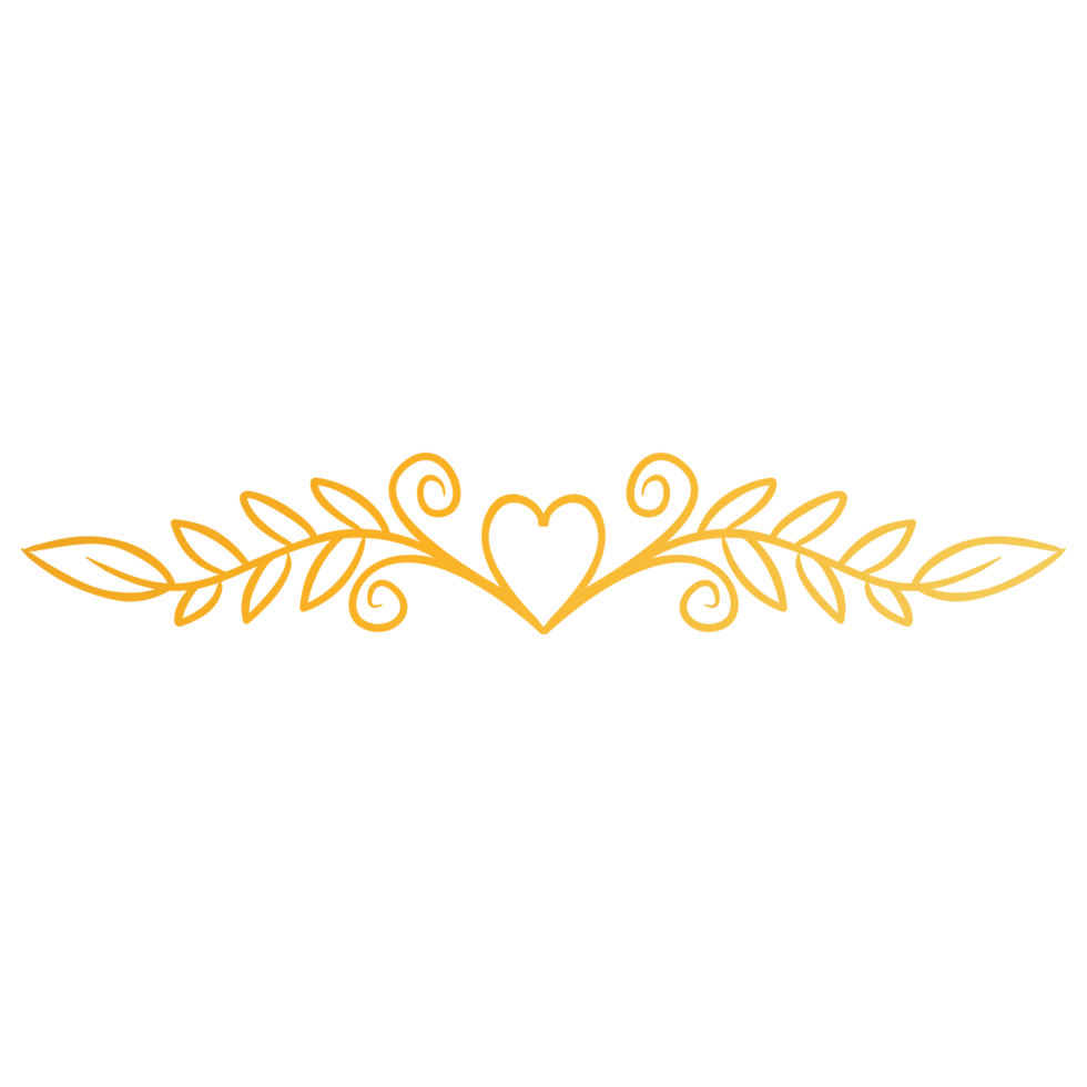 golden heart with leaves on a transparent background png