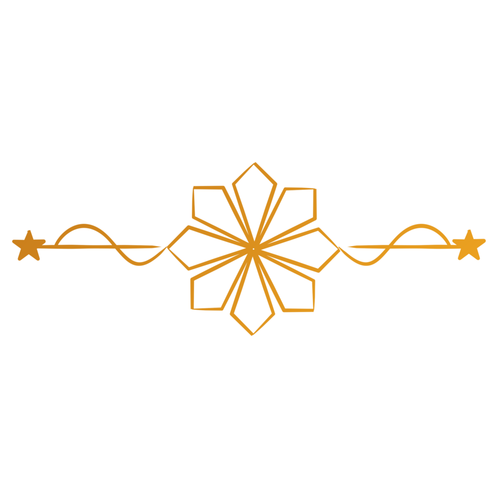 Divider Design with golden star and star on a white background png